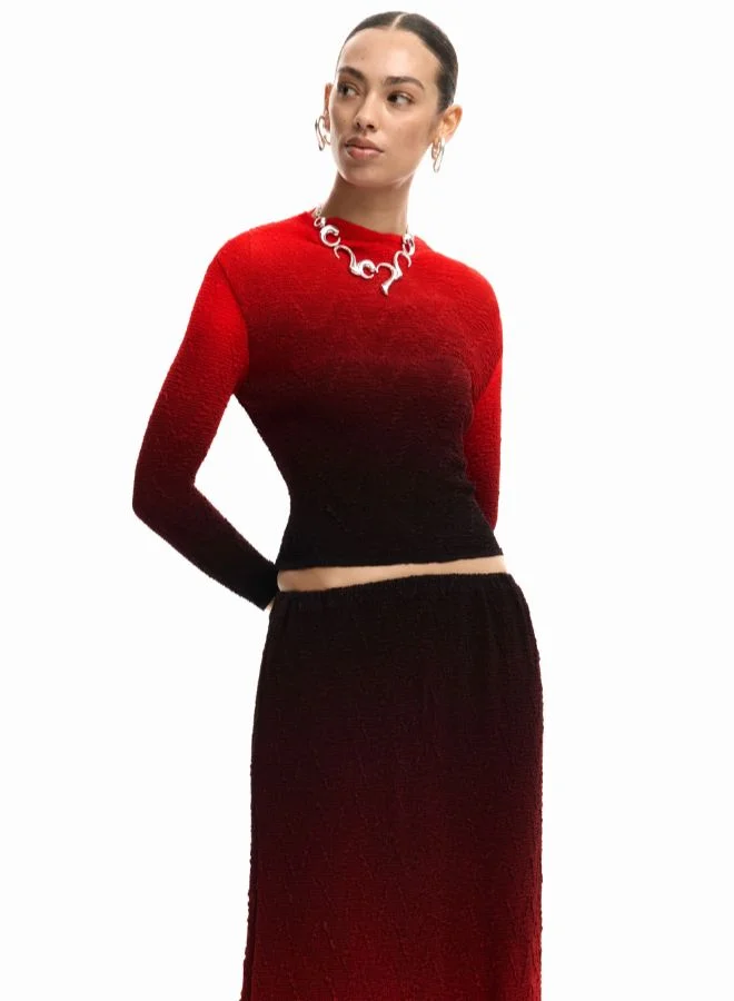 Desigual Red Gradient Midi Skirt for Women | Best Price UAE